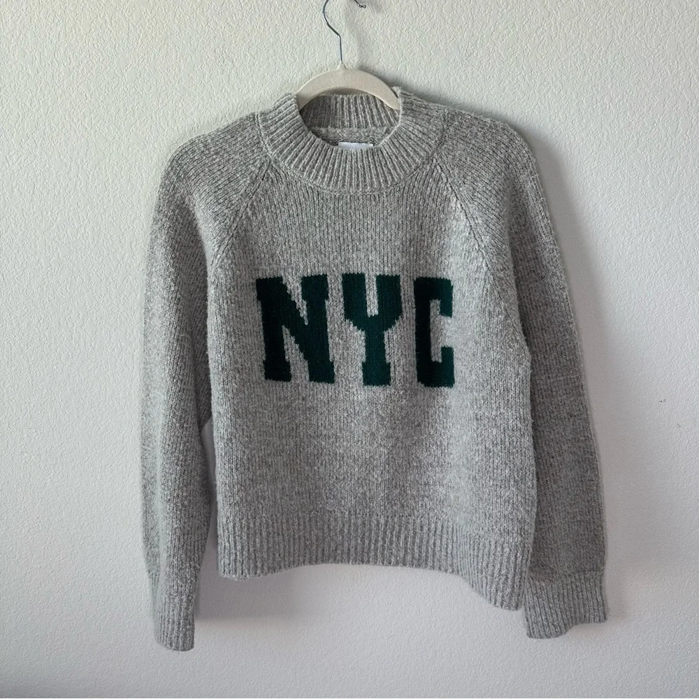 ANINE BING KENDRICK SWEATER UNIVERSITY NYC HEATHER GREY SZ XS - Picture 2 of 9